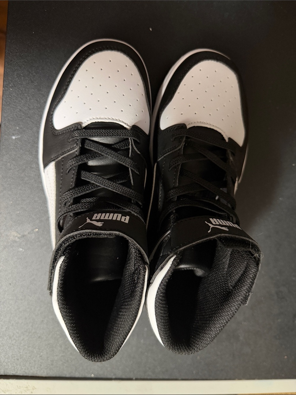 Puma Black and White High-Top Sneakers